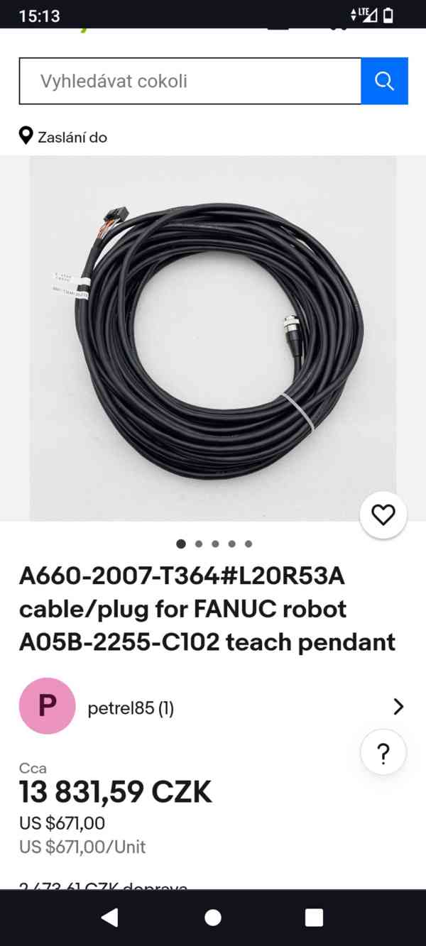 Fanuc 2007-T364 TEACH PENDANT CABLE, CRS36 Délka 20,5 metrů  - foto 6