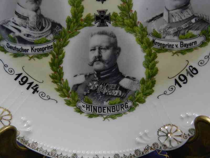Porcelánový Talíř Franz Josef Vilém Hindenburg 1914 1916 - foto 3