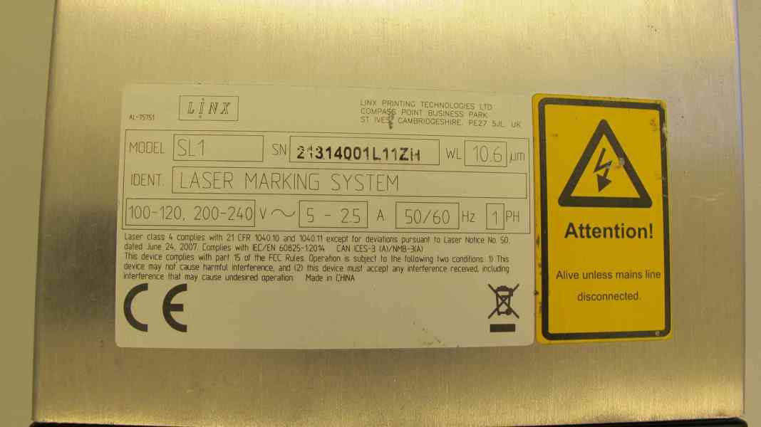 Zařízení pro značení výrobků CO2 laser LINX SL 1, r. v. 2021 - foto 5