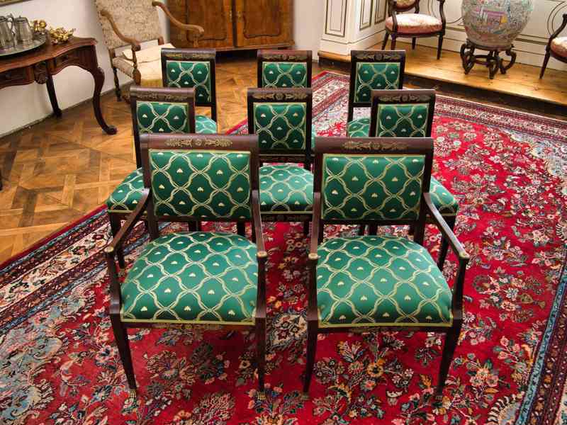 Zrestaurovaný komplet 6 židlí a 2 křesílek – Empír - foto 2