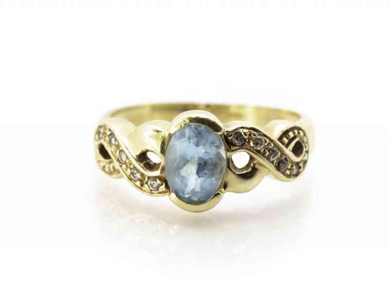 Zlatý prsten s modrým kamenem, 52 - foto 1