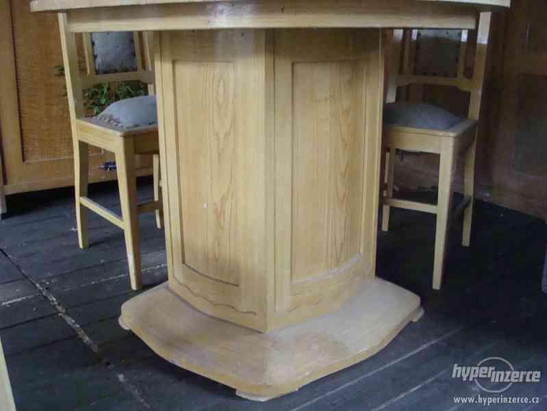 ArtDeco starožitná sestava kulatý zajímavý stůl 4 židle - foto 3