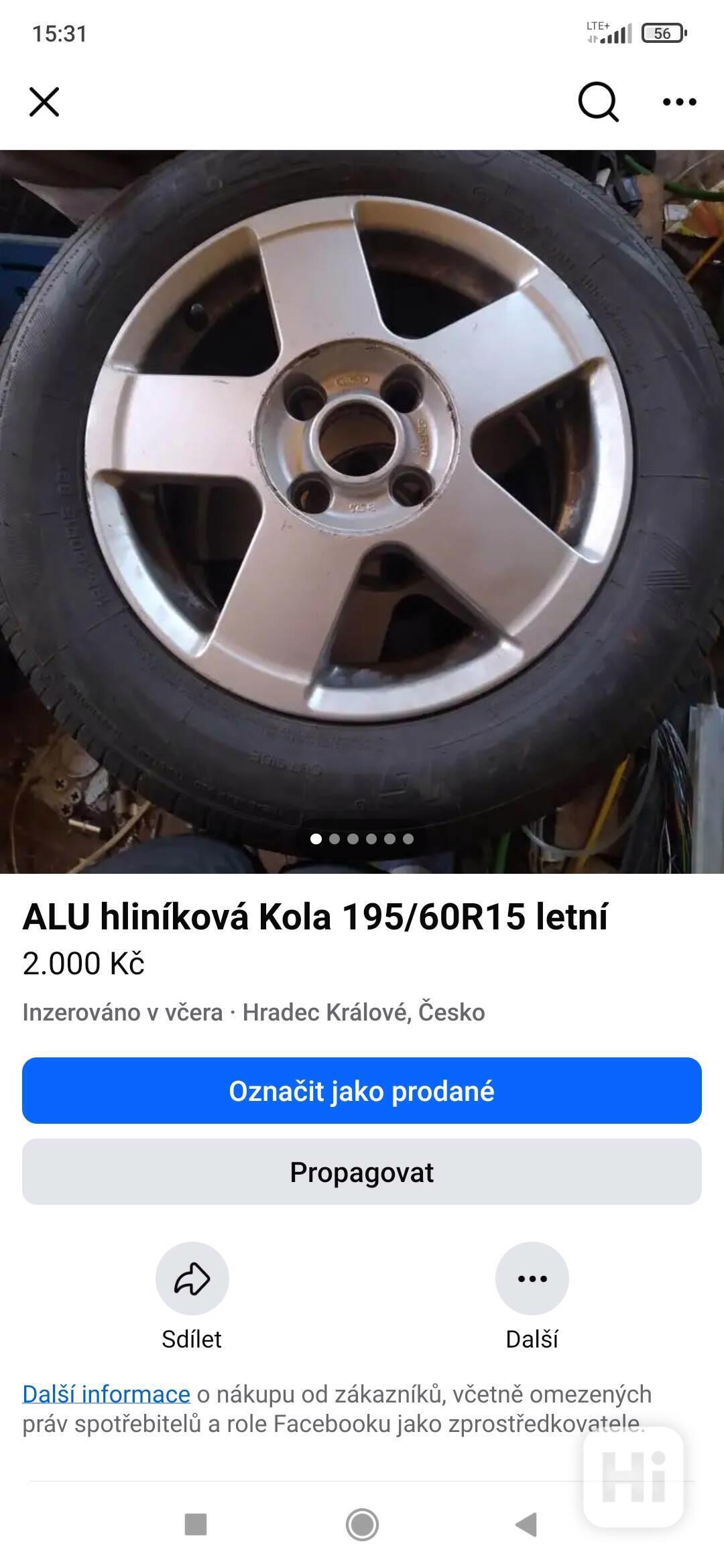 ALU hliníková kola 195/60 R15 - foto 1