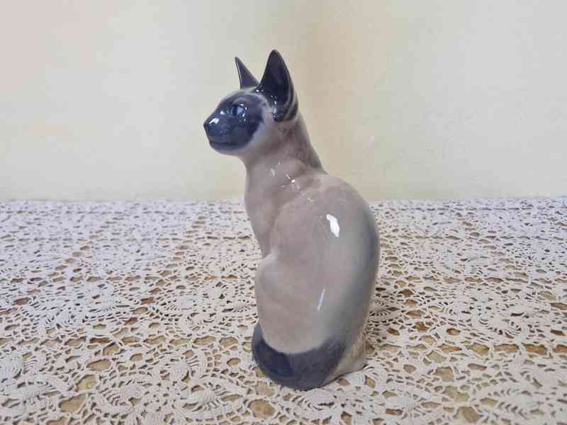 Porcelánová Plastika sedící Kočka Kocour Kodaň Copenhagen - foto 3