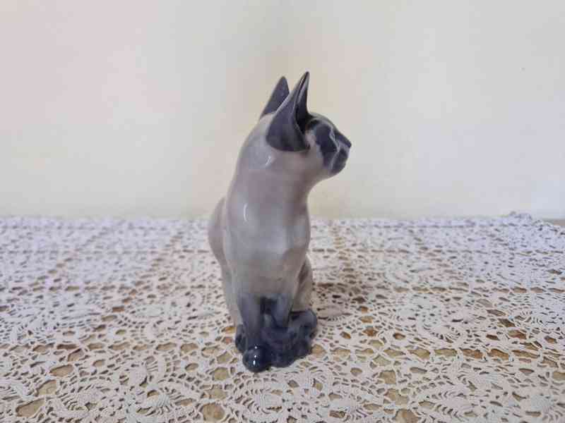 Porcelánová Plastika sedící Kočka Kocour Kodaň Copenhagen - foto 5