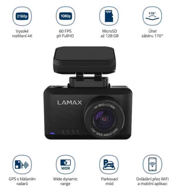 Autokamera Lamax T10 4K GPS (s hlášením radarů) - foto 2