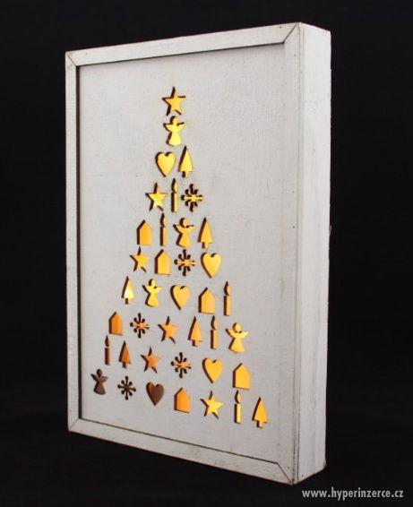 Dřevěný vánoční box s LED osvětlením - foto 1