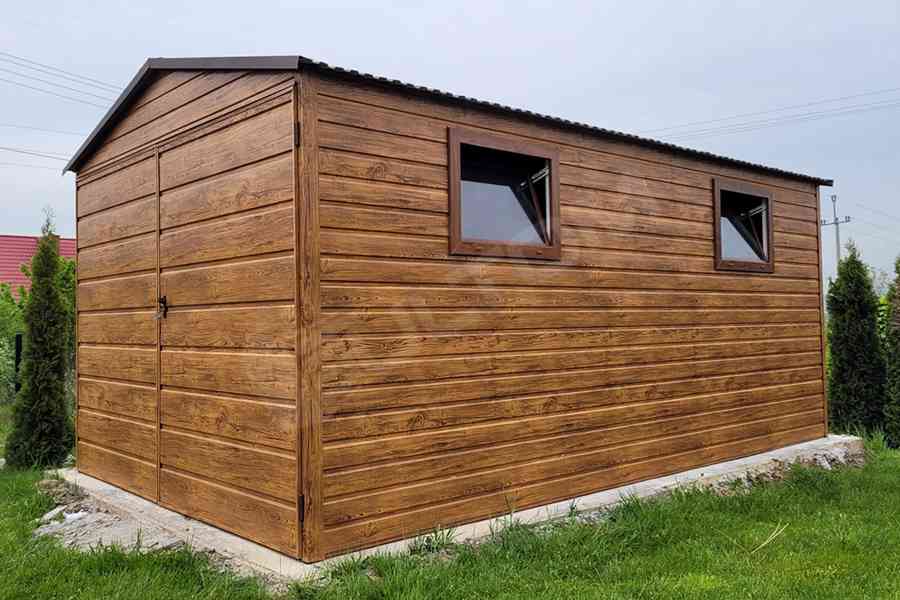 Plechová garáž, zahradní domek 3x5m v imitaci dřeva  - foto 4