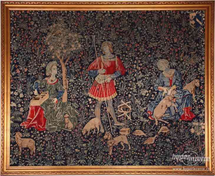 Tapiserie /gobelín v rámu se středověkým motivem 175 X 145 c - foto 2