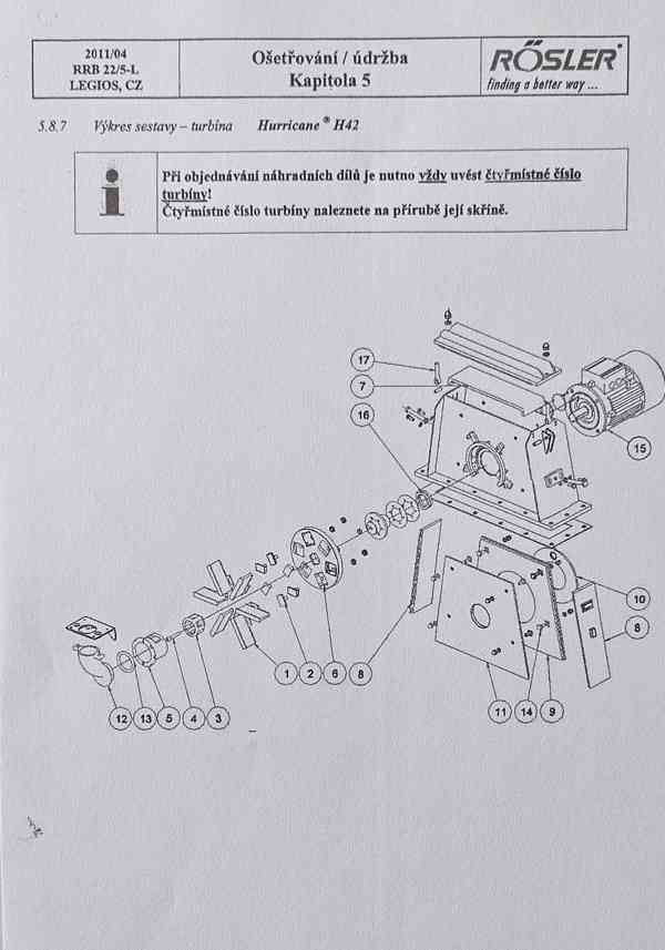 Tryskací , metací Turbína Rösler - typ Hurricane H42 - 11 kW - foto 8