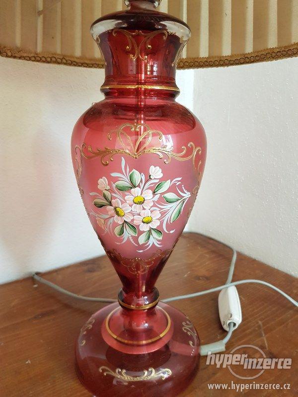 Stolní lampa z růžového zlaceného skla - rubín - foto 1