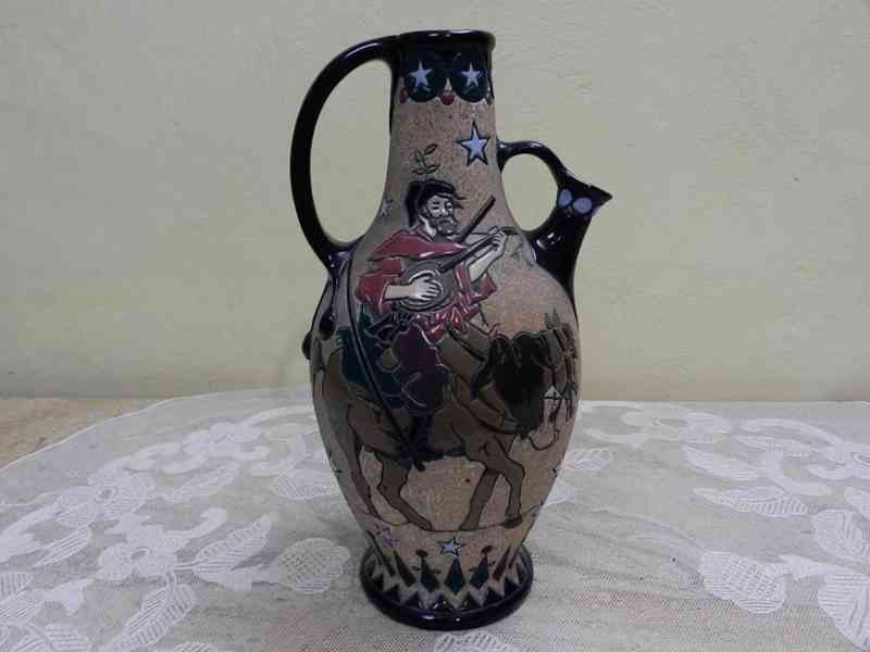 Krásný keramický Džbán plastický reliéf Amphora Teplice - foto 1