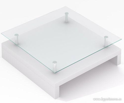Moderní konferenční stolek bílý leskly - foto 2
