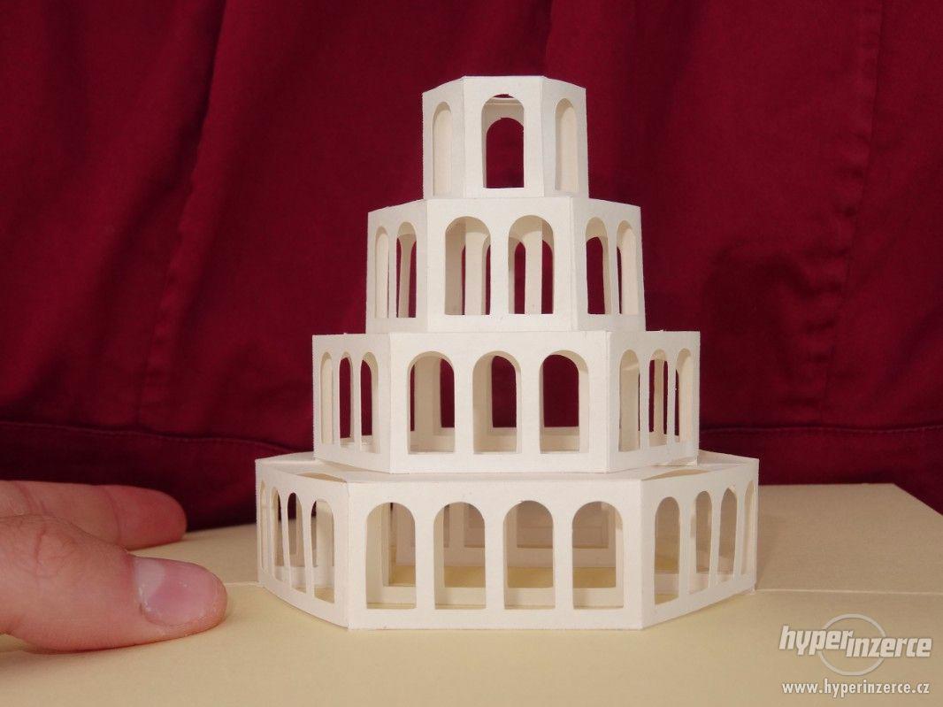 Dekorační 3D papírové rozkládací přání, stavba (S01) - foto 1