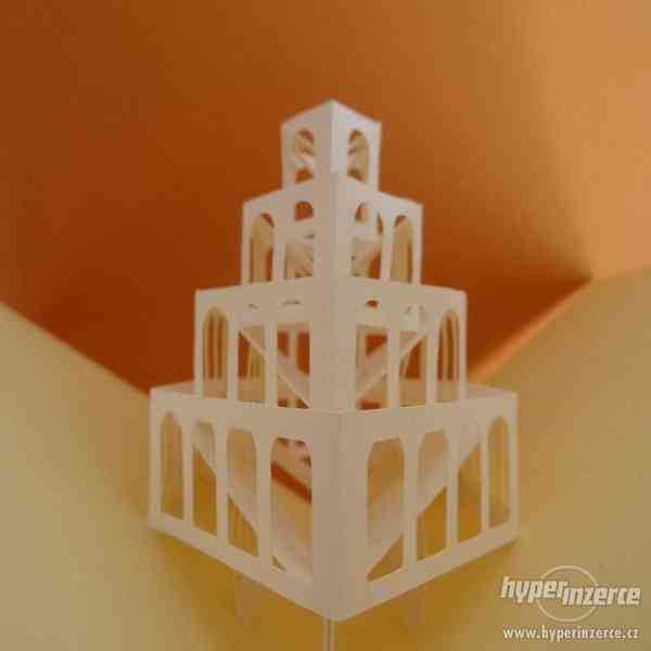 Dekorační 3D papírové rozkládací přání, stavba (S01) - foto 2