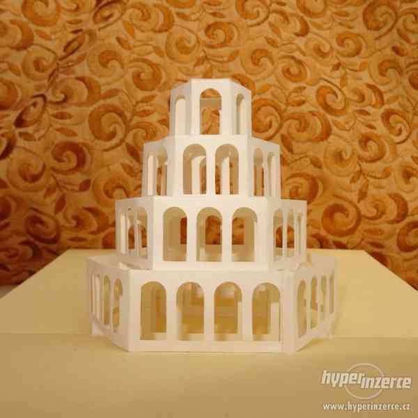 Dekorační 3D papírové rozkládací přání, stavba (S01) - foto 3