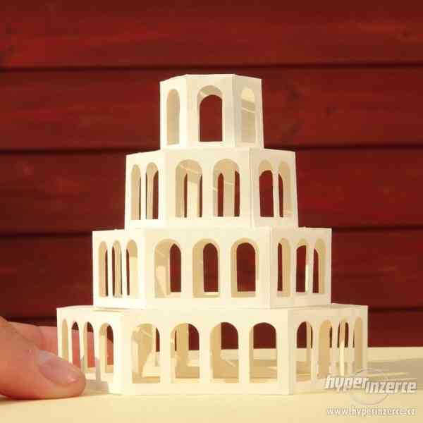 Dekorační 3D papírové rozkládací přání, stavba (S01) - foto 6