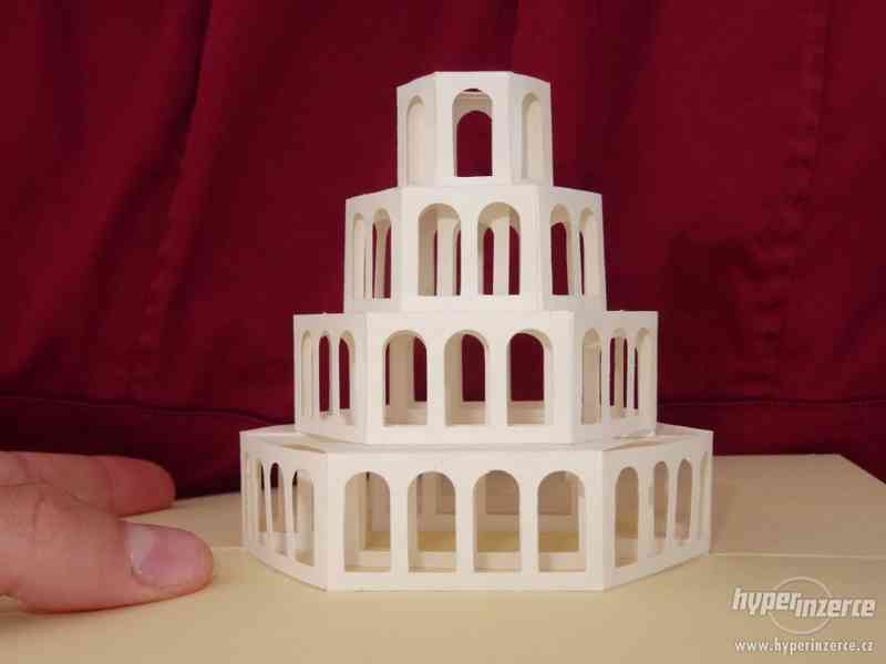 Dekorační 3D papírové rozkládací přání, stavba (S01) - foto 10