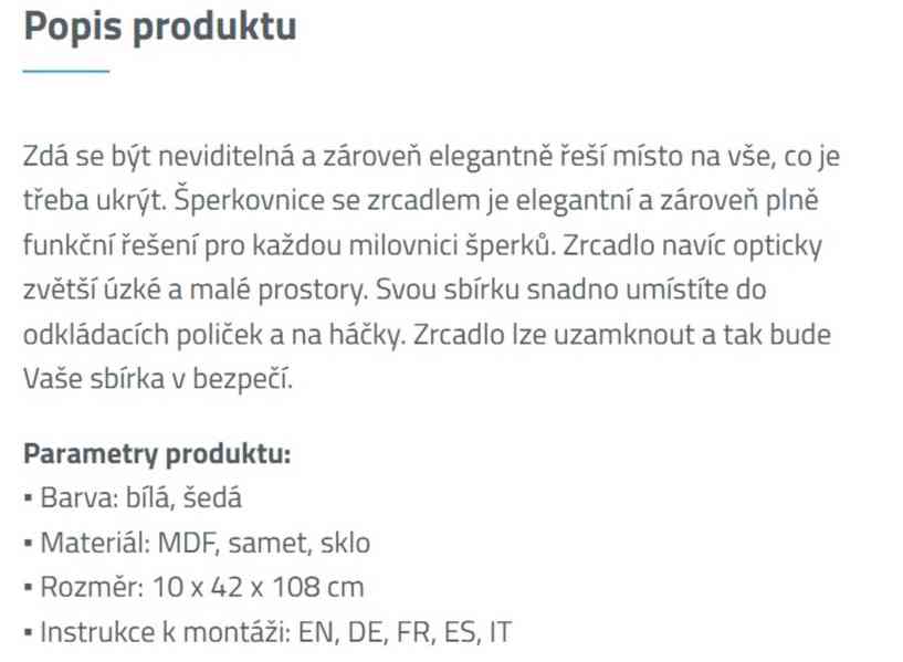 Závěsná zrcadlová šperkovnice - foto 6