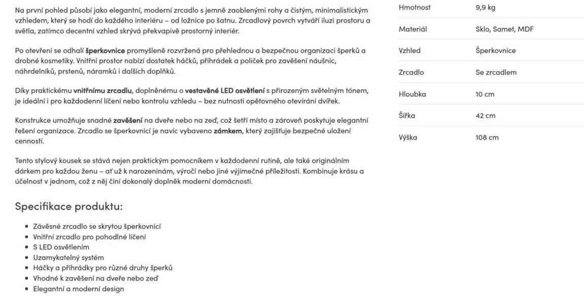 Závěsná zrcadlová šperkovnice - foto 7