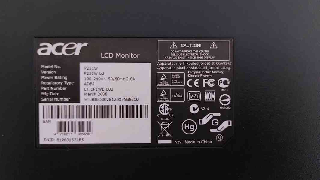 Acer P221W - LCD monitor - foto 3