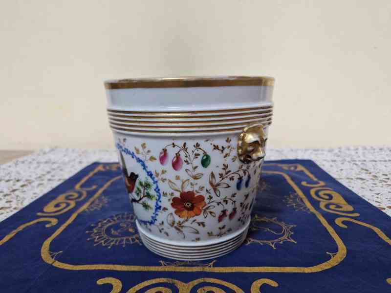 Krásný porcelánový Květináč Květník Ptáček Paříž Francie - foto 3