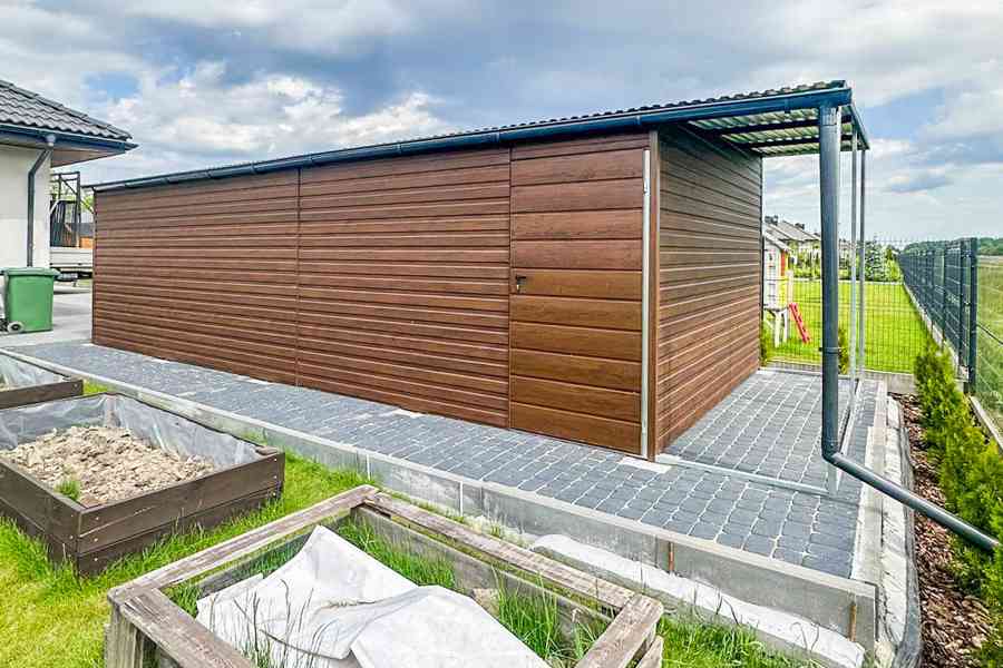 Plechova garáž 3,5x8m přístřešek 1m výklopná vrata TS697 - foto 5