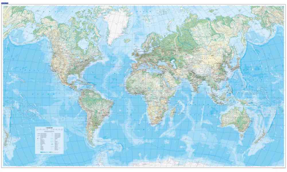 Nástěnné mapy světa, papír 183 x 83 cm, 202 x 123 cm
