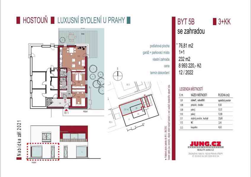 Prodej prestižního, nového bytu 3+kk 76m2 se zahrádkou 232m2 a garáží, Hostouň - foto 1