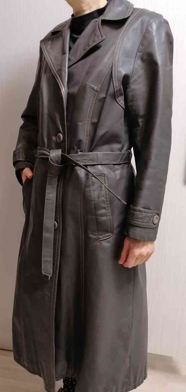 Dámský kožený šedý kabát - foto 4