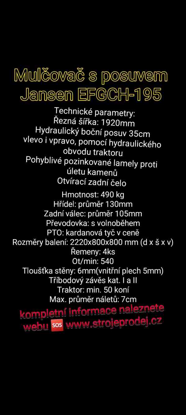  Jansen EFGCH-195 - 195cm mulčovač - foto 7