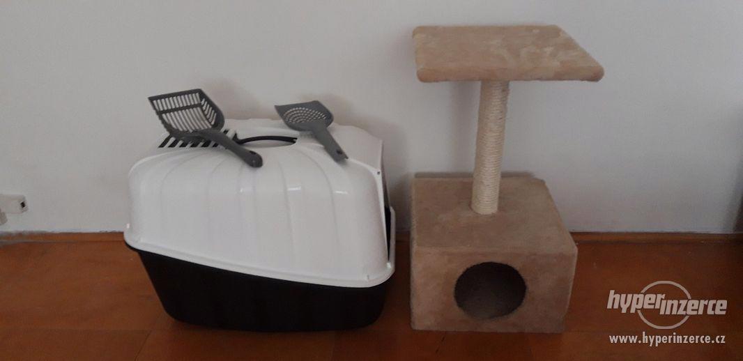 Kočičí WC + škrabadlo + stelivo - foto 1