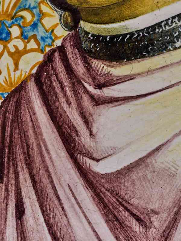 Obří italský talíř s portrétem podle Botticelliho 52 cm - foto 7