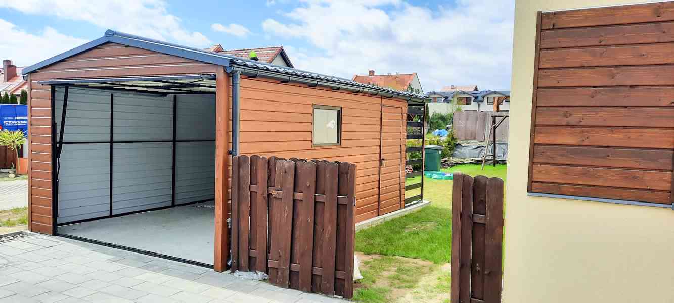 Plechová garáž 3m x 5m, sedlová střecha -vrata - okno TS232 - foto 2