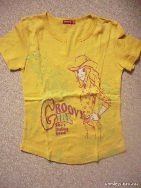 Žluté tričko s holkou, kovbojkou, western styl, vel. 152 - foto 1