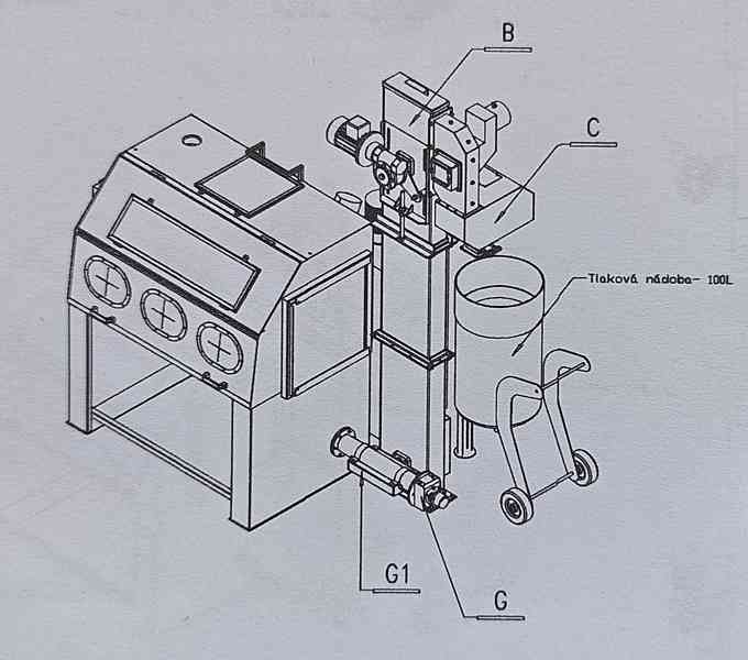 Tlaková tryskací kabina - 1500 mm, tryskač, pískovačka. - foto 16