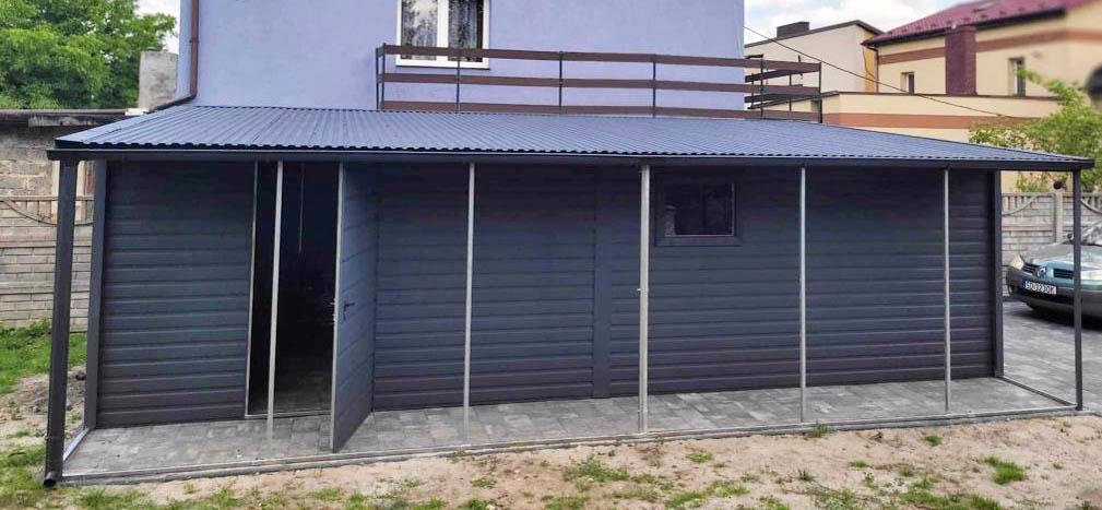 Plechová garáž 3,3m x 7m, bočni spád, výklopná vrata TS376 - foto 3