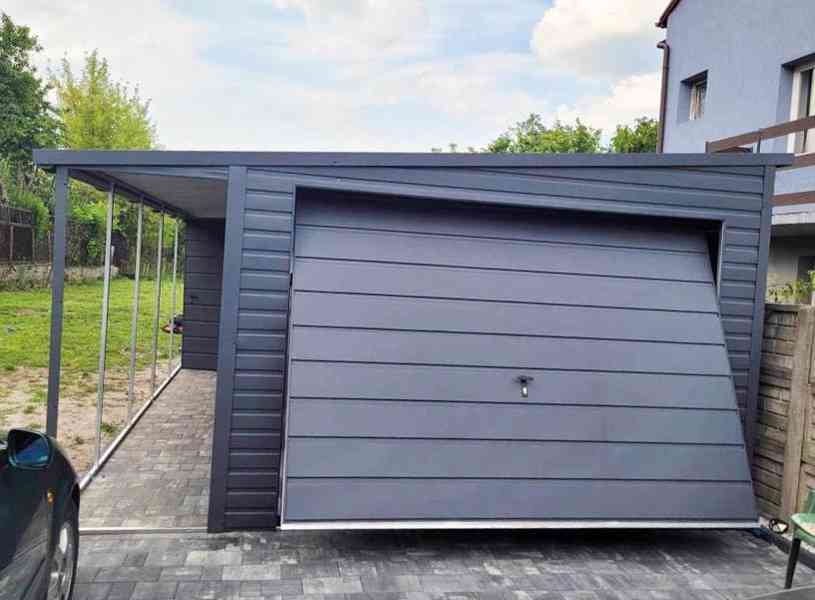 Plechová garáž 3,3m x 7m, bočni spád, výklopná vrata TS376 - foto 4