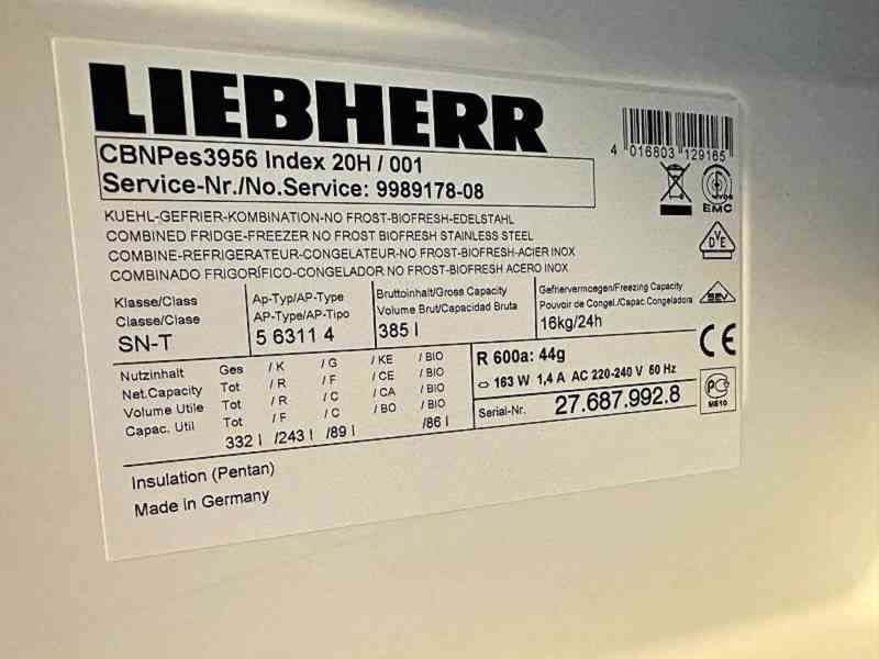 298 Lednice LIEBHERR CBNPes 3956 NOFROST BIOFRESH nerez A++ - foto 7