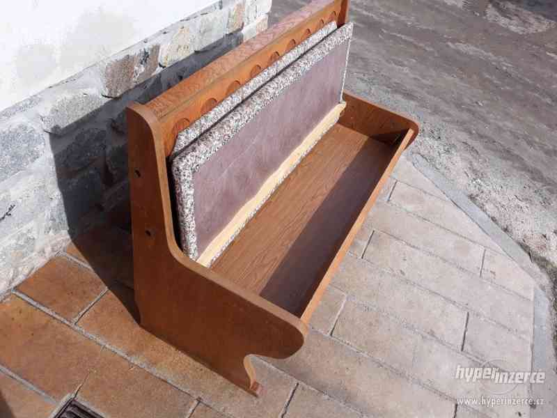 prodám RETRO Dřevěná lavice s polstrováním - foto 3