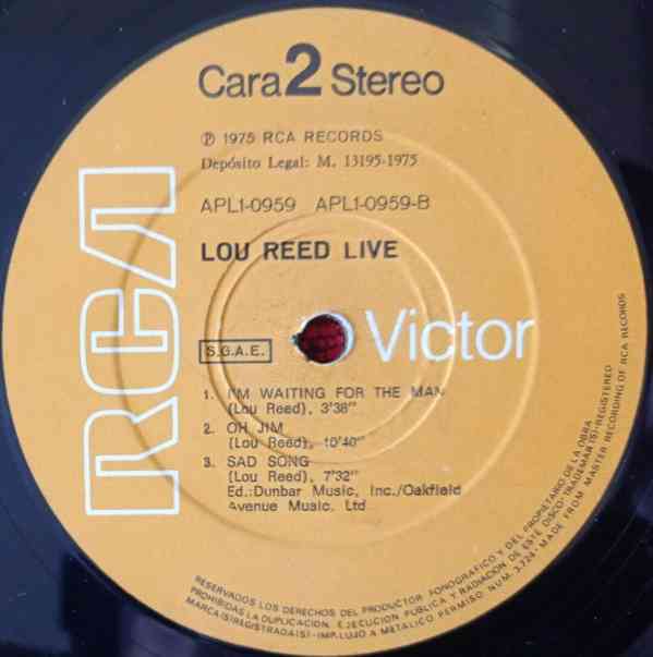 Lou Reed – Lou Reed Live   (LP) - foto 3