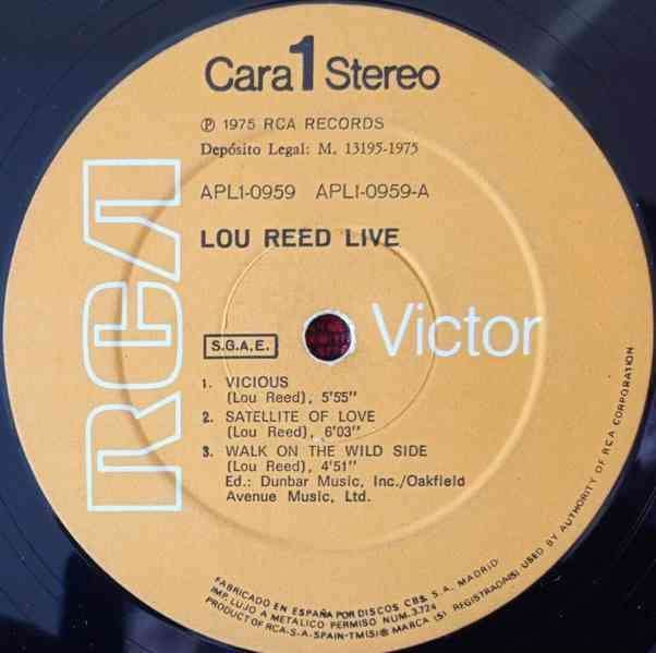 Lou Reed – Lou Reed Live   (LP) - foto 2
