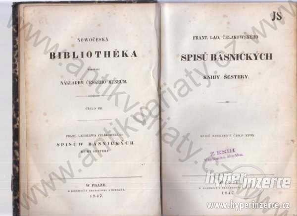 Spisů básnických knihy šestery F.L.Čelakovský 1847 - foto 1
