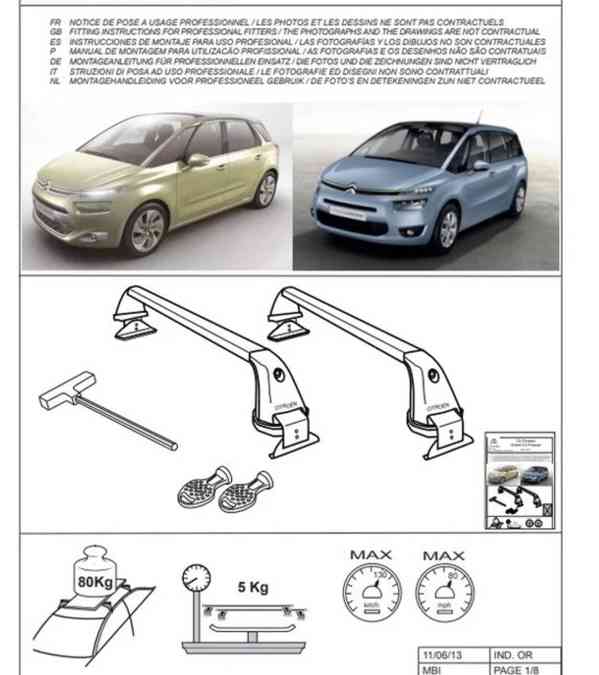 Střešní nosič, příčné tyče pro Citroen C4 Picasso  - foto 7