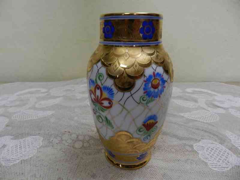 Krásná stará malovaná porcelánová Váza Stará Role Telč - foto 4