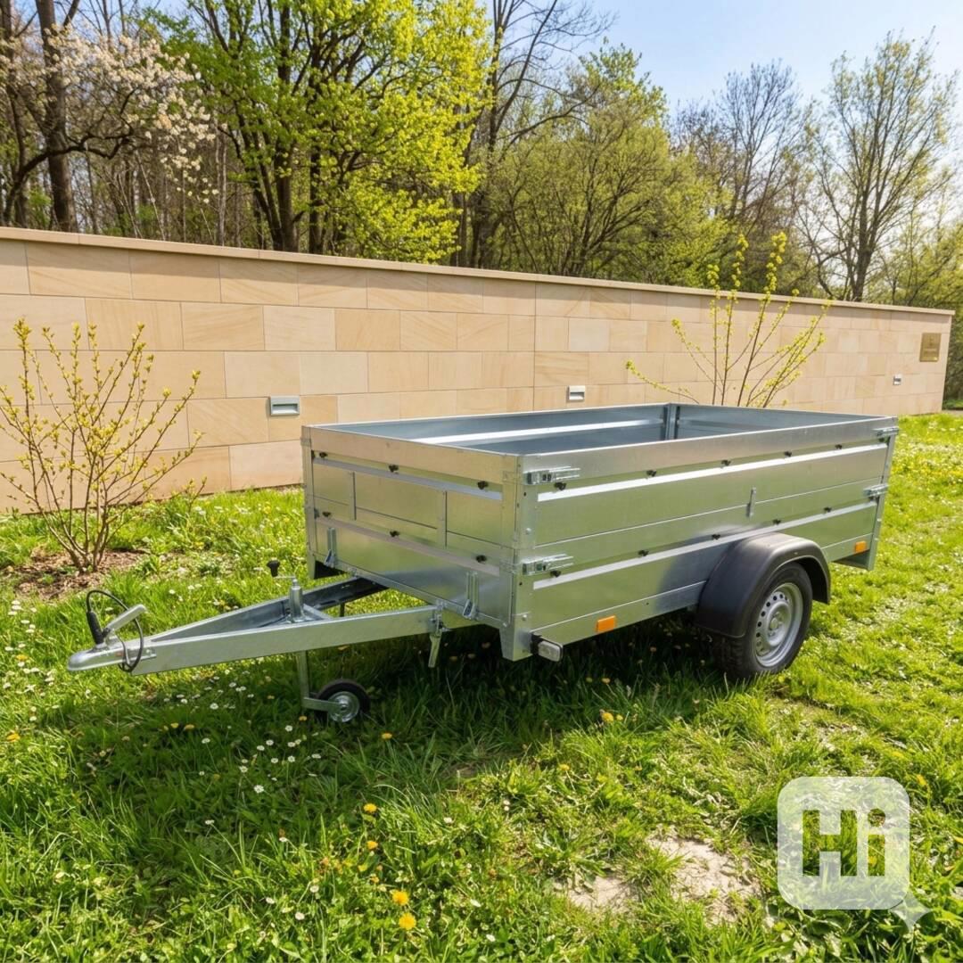 AKCE přívěsný vozík sklopný s nástavbou bočnic, DPH - foto 1