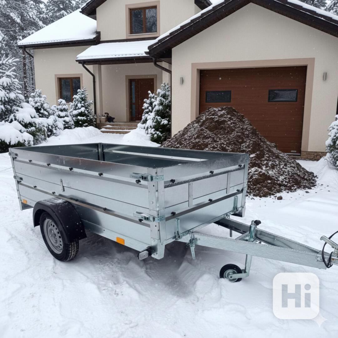 AKCE přívěsný vozík sklopný s nástavbou bočnic, DPH - foto 1