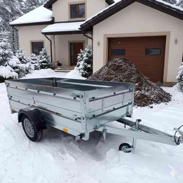 AKCE přívěsný vozík sklopný s nástavbou bočnic, DPH - foto 1