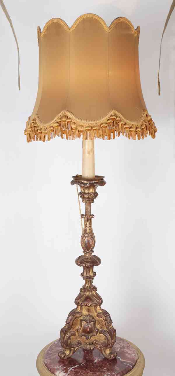 Barokní dřevěný svícen - Lampa - foto 1