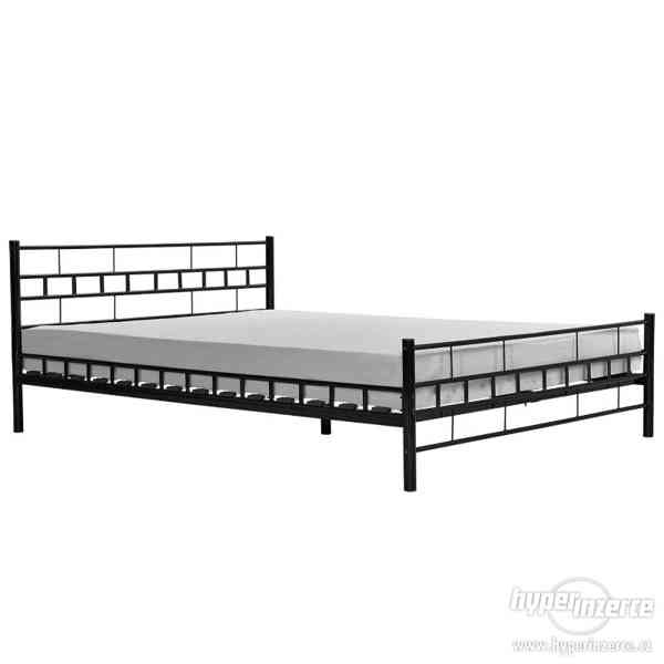 Luxusní kovová postel 140X200cm - černá, rovná - foto 4